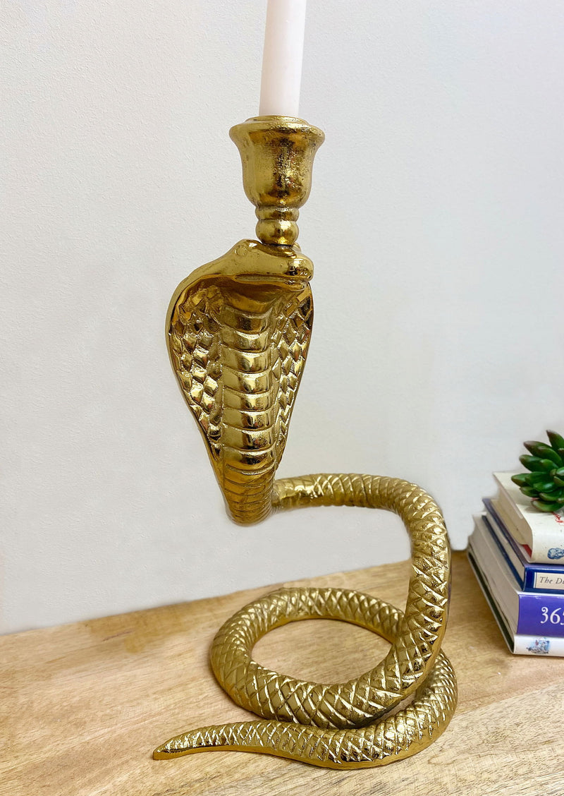 Large Gold Snake Candle Holder