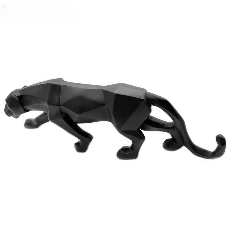 Panther Statue Animal Figurine Abstract Geometric Style Resin Leopard