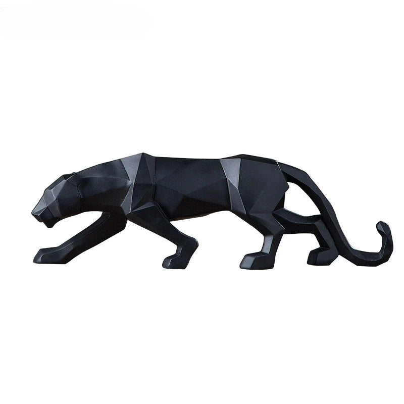 Panther Statue Animal Figurine Abstract Geometric Style Resin Leopard