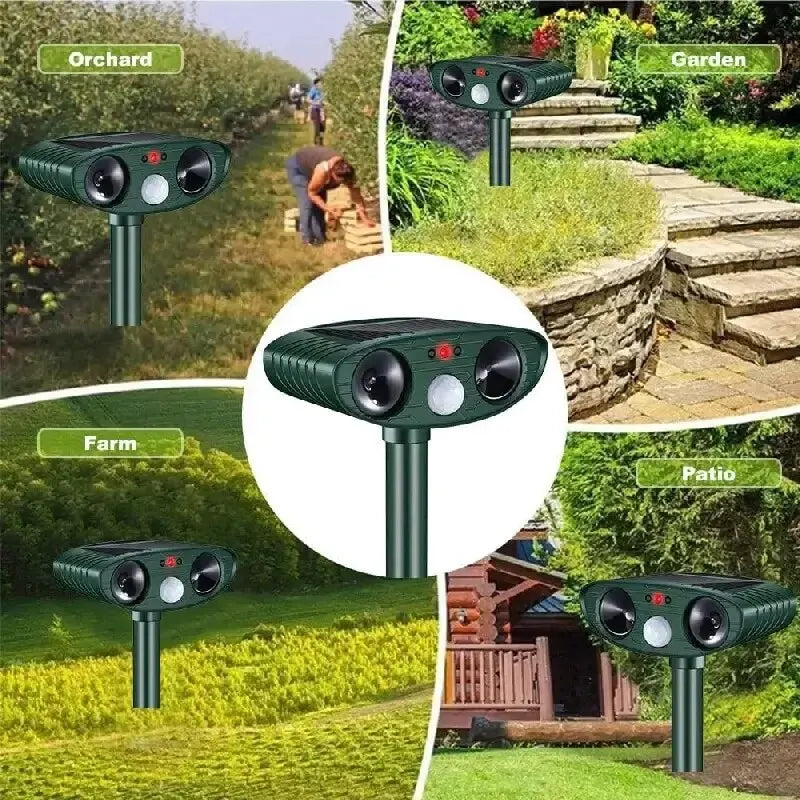 Ultrasonic Animal Repellant Cat Dog Repellant Solar Powered Rechargeable Waterproof