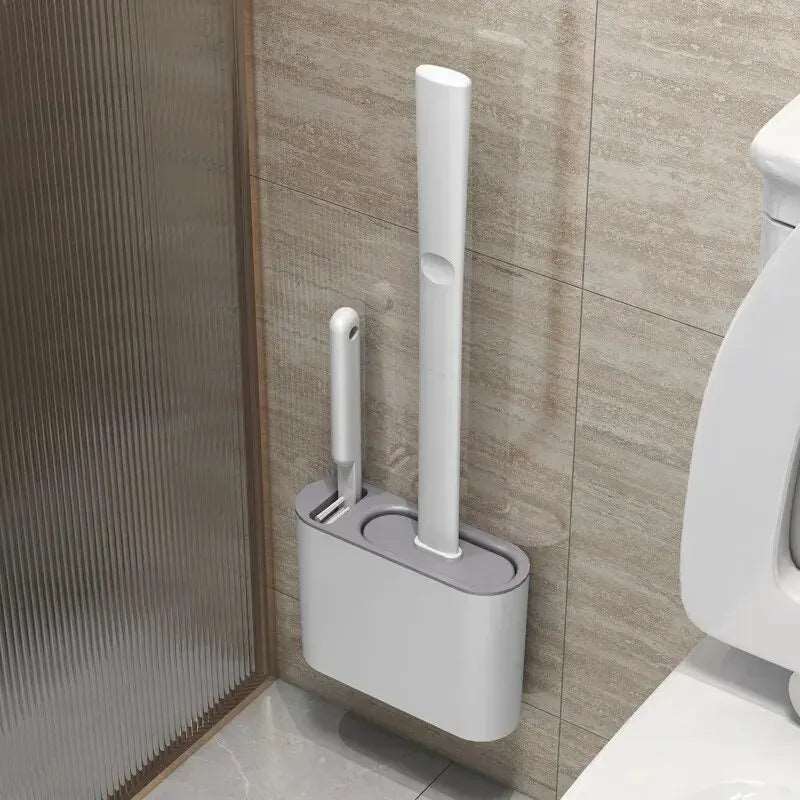 Silicone Toilet Brush With Holder Box Wall Mounted