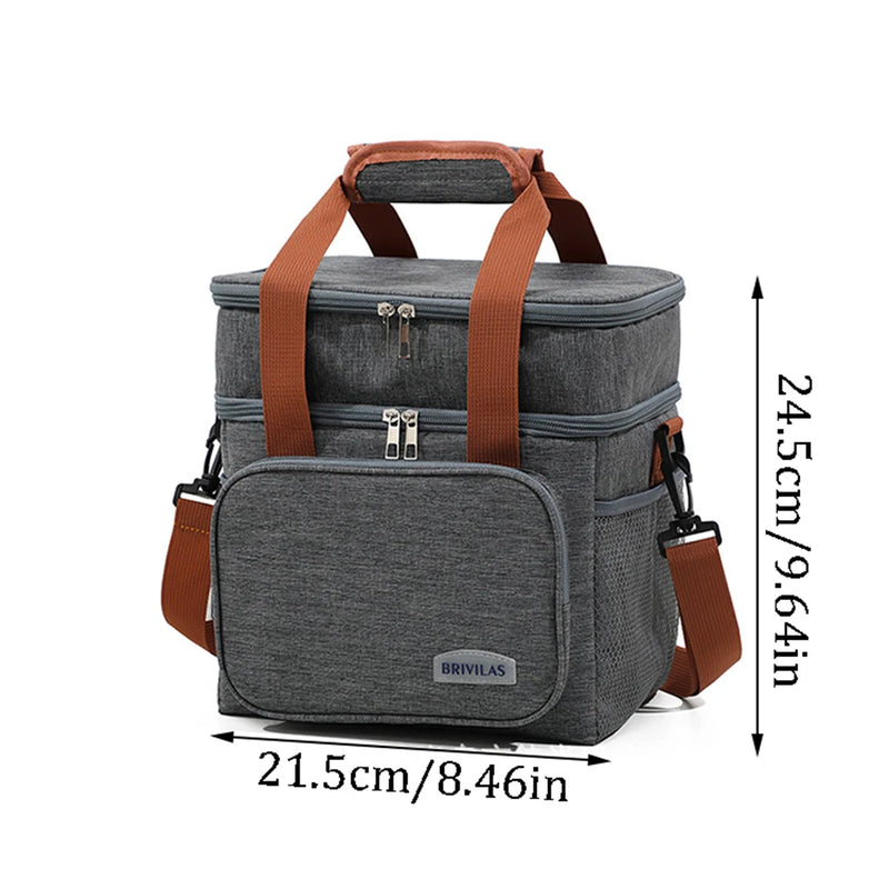 12L Insulated Thermal Cooler Bag - Expandable Double Deck