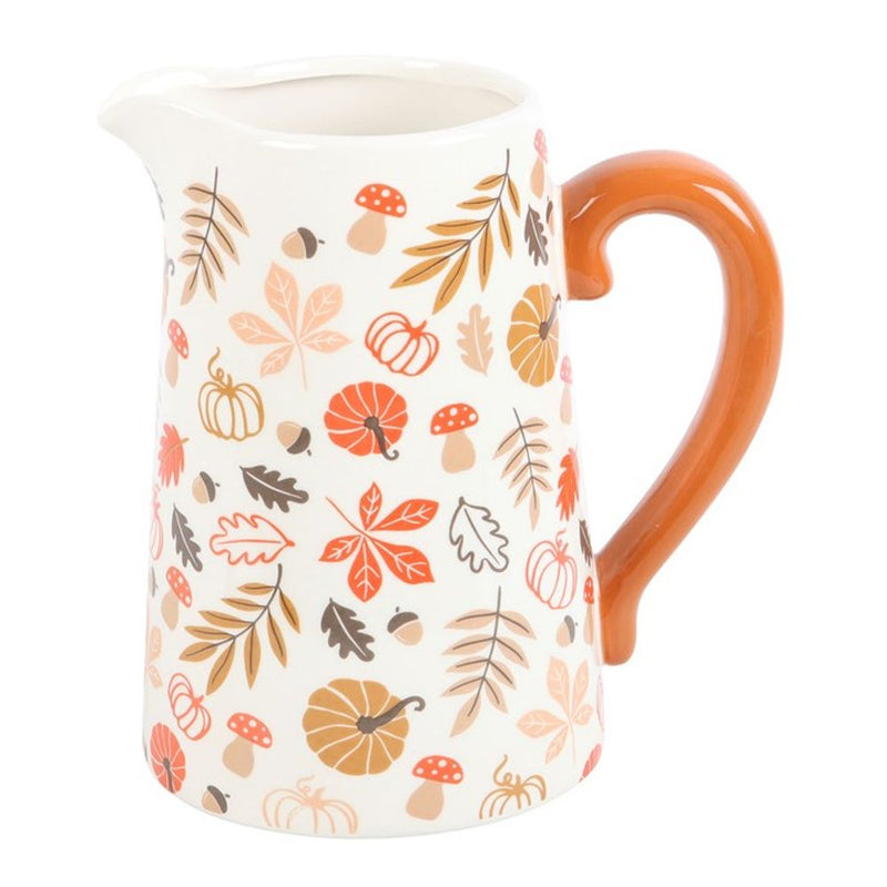 17cm Autumn Leaves and Pumpkins Ceramic Flower Jug